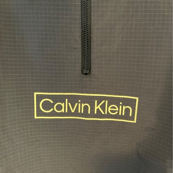 Calvin Klein Jacket Men Sz M Relaxed Fit Box Logo Popover Black Beauty Nylon NEW - Picture 5 of 12
